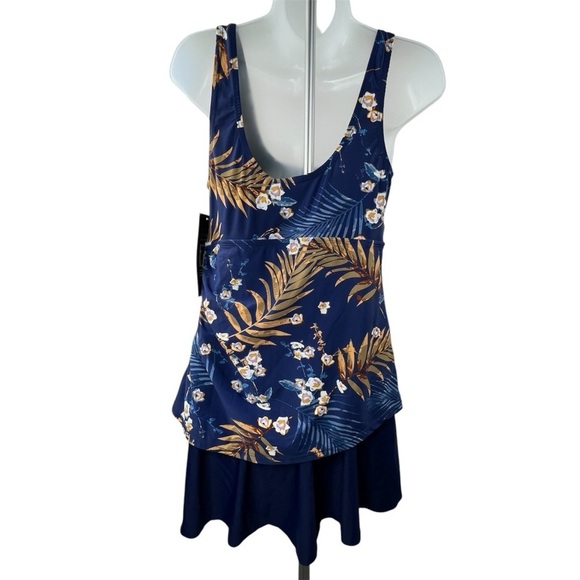New SHORE SHAPES One-Piece Swimwear Women Sz 12 Blue w/ Multicolor Floral Hawaii - Picture 2 of 9